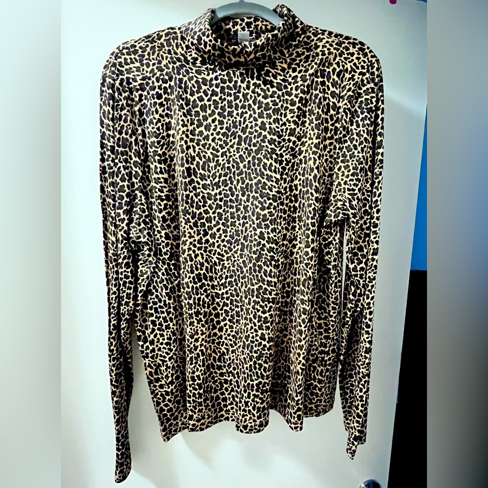 J. Crew Long sleeve leopard print turtleneck tissue tee size XXL
